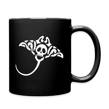 Raie Manta et crâne (blanc) - Mug uni - noir - Droite