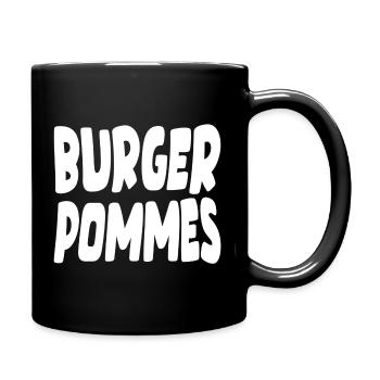 Burgerpommes Fast Food Liebe - Tasse einfarbig - Schwarz - Rechts