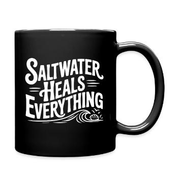 Saltwater Heals Everything - Full Colour Mug - black - Right