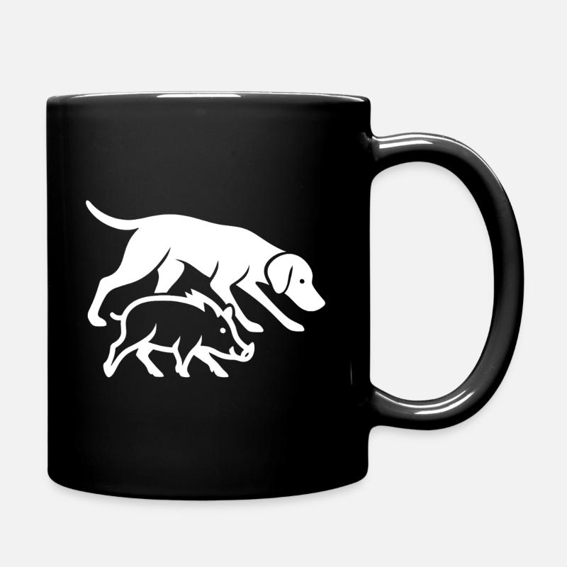 Chien de chasse et sanglier silhouette minimale – Extérieur - Mug uni - noir