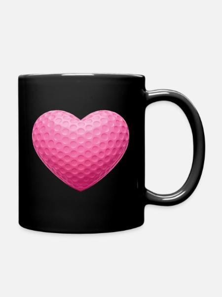 Texture de la balle de golf Pink Heart - Mug uni - noir