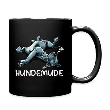 Hundemüde Deutsche Dogge Doggen Doggenbesitzer  - Tasse einfarbig - Schwarz - Rechts