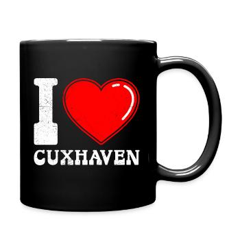 Nordsee Urlaub ICH LIEBE CUXHAVEN Lustiges - Tasse einfarbig - Schwarz - Rechts