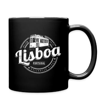 Lisbonne, Portugal avec un souvenir vintage rétro de tramway - Mug uni - noir - Droite