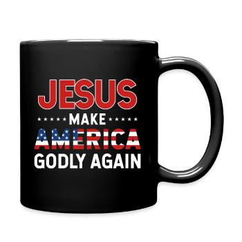 Jesus Make America Godly Again Flag Text Graphic - Full Colour Mug - black - Right