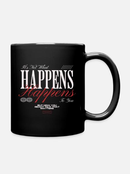 Happens: Timing zeigt Chance - Tasse einfarbig - Schwarz
