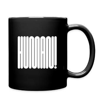 HUMAN! Bold Geometric Typography Statement - Full Colour Mug - black - Right