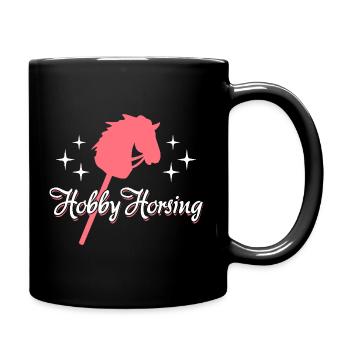 Hobby Horsing | Reiten | Sport | Geschenk - Tasse einfarbig - Schwarz - Rechts