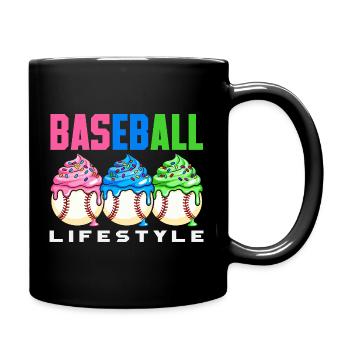 Mode de vie de baseball Cupcakes sucrés - Mug uni - noir - Droite