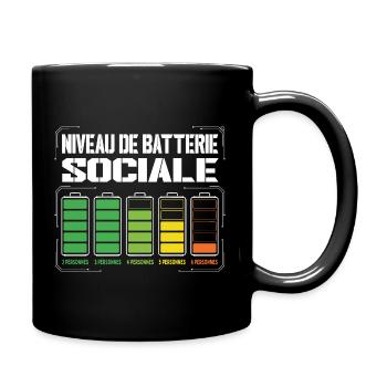 Niveau De Batterie Sociale Humour Introverti - Mug uni - noir - Droite