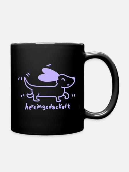 Dackel – Hereingedackt - Tasse einfarbig - Schwarz