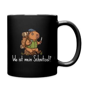 Wandern Capybara - Wo ist mein Schnitzel - Tasse einfarbig - Schwarz - Rechts