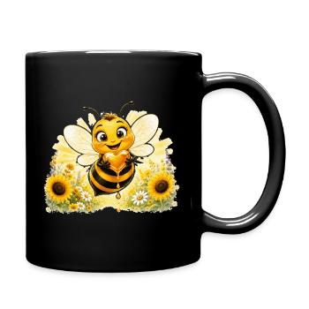 abeille, apiculteur, nid d’abeille, fleurs, insecte des prairies, - Mug uni - noir - Droite