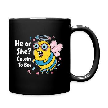 Révélation du sexe Baby shower Il/Elle, cousin à abeille - Mug uni - noir - Droite