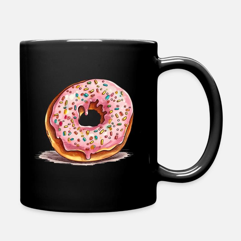 Donut rose avec des vermicelles - Mug uni - noir