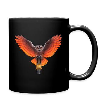Lucky owl with miner's lamp - Full Colour Mug - black - Right