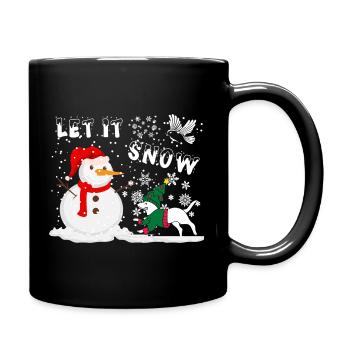Schneemann lass es schneien - Tasse einfarbig - Schwarz - Rechts