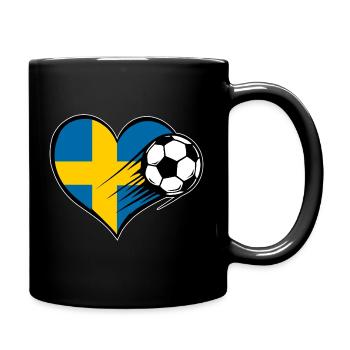 Schweden Flagge Fußball mit Herz used - Tasse einfarbig - Schwarz - Rechts