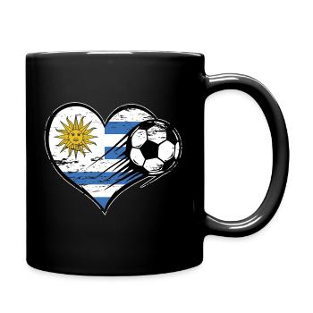 Uruguay Flagge Fußball mit Herz used - Tasse einfarbig - Schwarz - Rechts