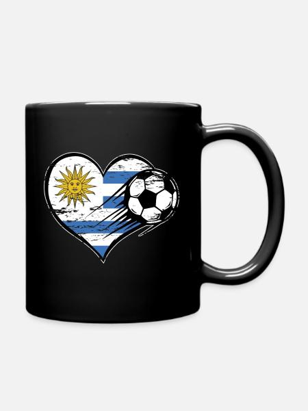 Uruguay Flagge Fußball mit Herz used - Tasse einfarbig - Schwarz