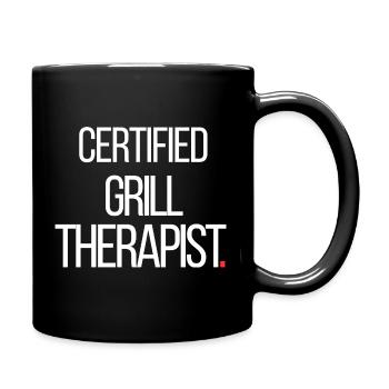 Certified Grill Therapist Funny BBQ - Full Colour Mug - black - Right