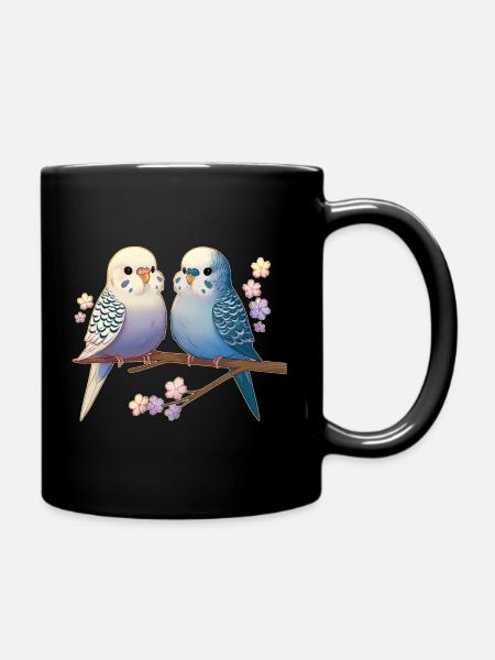 Wellensittiche - Tasse einfarbig - Schwarz