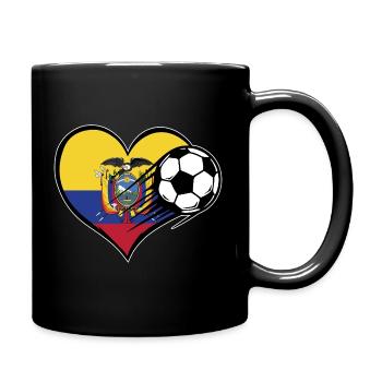 Football drapeau de l’Équateur avec cœur - Mug uni - noir - Droite