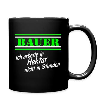 Hektar statt Stunden Bauer - Tasse einfarbig - Schwarz - Rechts