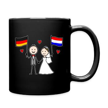 Wedding Couple Germany Holland Flag - Full Colour Mug - black - Right