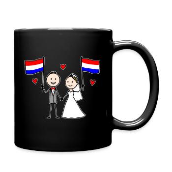 Couple de mariés Drapeau Hollandais - Mug uni - noir - Droite