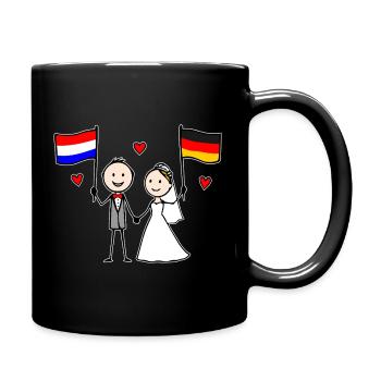 Wedding Couple Holland Germany Flag - Full Colour Mug - black - Right