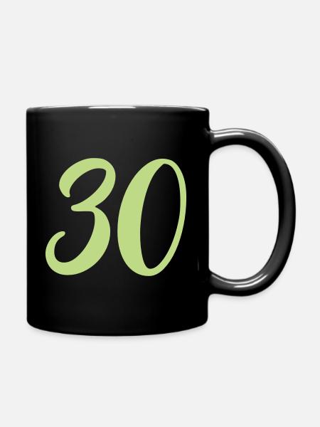 30 Zahl - Tasse einfarbig - Schwarz