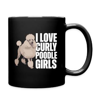 Ich liebe Curly Pudel Mädchen Pudel Hund - Tasse einfarbig - Schwarz - Rechts