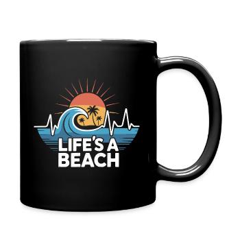 La vie est une plage Vagues de coucher de soleil - Mug uni - noir - Droite