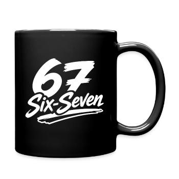six seven | Number duo 6 and 7 | Cheerful Digits - Full Colour Mug - black - Right