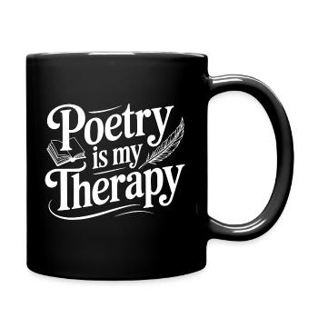 Poesie ist meine Therapie - Tasse einfarbig - Schwarz - Rechts