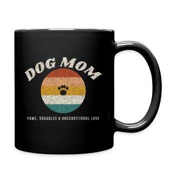 Dog Mom Retro Vintage Sunset - Full Colour Mug - black - Right