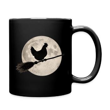 Chicken Witch's Broom Full Moon T-Shirt Halloween - Full Colour Mug - black - Right