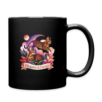 Aesthetic Bengal Cats Art - Full Colour Mug - black - Right
