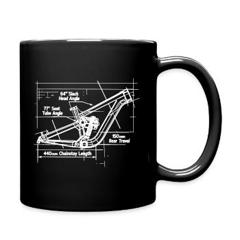 MTB Blueprint: Full-Suspension Frame Tech - Full Colour Mug - black - Right