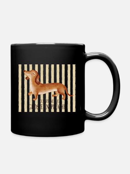 Kurze Beine, große Ansprüche – Lustiger Dackel - Tasse einfarbig - Schwarz