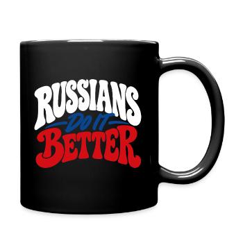Russischer Stolz im Retro Design - Tasse einfarbig - Schwarz - Rechts