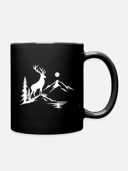 Hirsch Naturfoto Herbst Winter - Tasse einfarbig - Schwarz