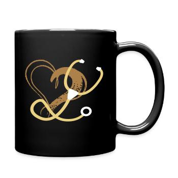 Stethoskop & Herz - Krankenschwester/Arzt - Tasse einfarbig - Schwarz - Rechts