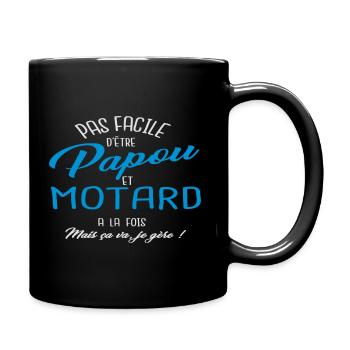 Papou et motard - Mug uni - noir - Droite