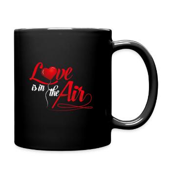 LOVE is in the air - Liebe Herz Romantik Beziehung - Tasse einfarbig - Schwarz - Rechts