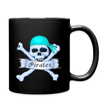 Crâne de pirate - Mug uni - noir - Droite