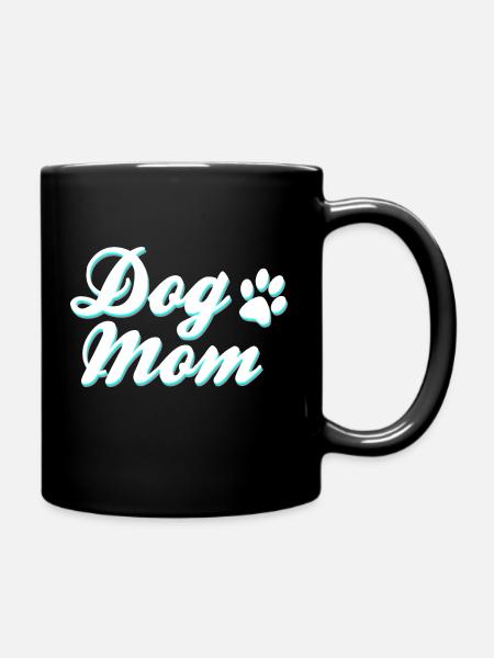 Dog Mom - Hundeliebe mit Pfote [white] - Tasse einfarbig - Schwarz