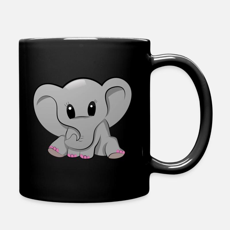 Elefant Elefantenbaby Babyfant - Tasse einfarbig - Schwarz