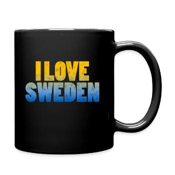 Ich Liebe Schweden Mit Den Farben Der Flagge - Tasse einfarbig - Schwarz - Rechts